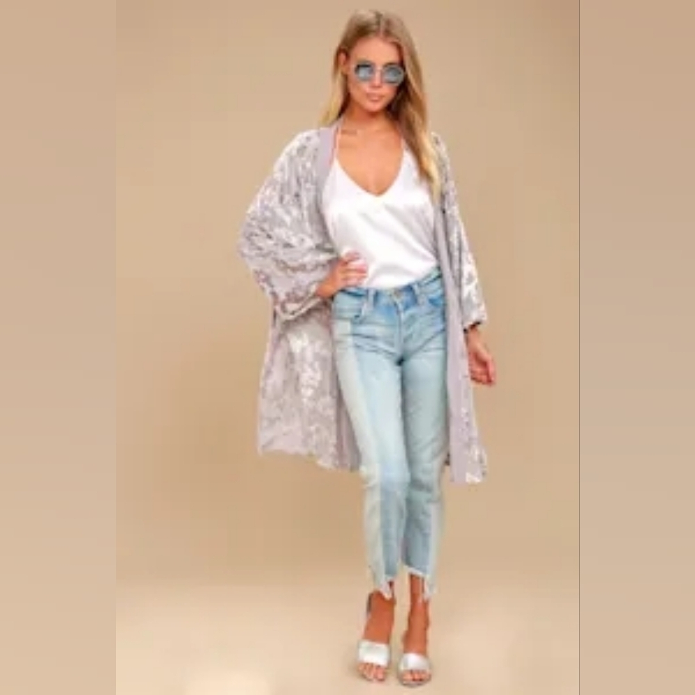 Lulus Elegant Sheer Floral Kimono Cardigan